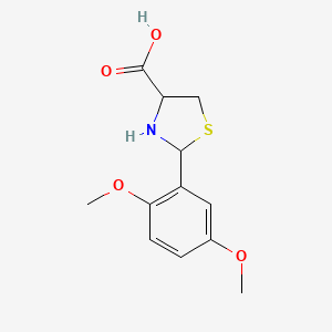 molecular formula C12H15NO4S B3130327 2-(2,5-Dimethoxy-phenyl)-thiazolidine-4-carboxylic acid CAS No. 342412-33-3