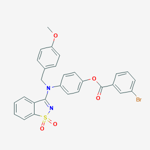 molecular formula C28H21BrN2O5S B313035 4-[(1,1-Dioxido-1,2-benzisothiazol-3-yl)(4-methoxybenzyl)amino]phenyl 3-bromobenzoate 