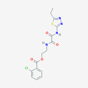 molecular formula C15H15ClN4O4S B313044 2-({2-[(5-Ethyl-1,3,4-thiadiazol-2-yl)amino]-2-oxoacetyl}amino)ethyl 2-chlorobenzoate 