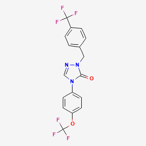 molecular formula C17H11F6N3O2 B3130470 4-[4-(trifluoromethoxy)phenyl]-2-[4-(trifluoromethyl)benzyl]-2,4-dihydro-3H-1,2,4-triazol-3-one CAS No. 343373-52-4