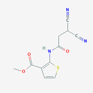molecular formula C11H9N3O3S B3130517 2-[(3,3-二氰基丙酰基)氨基]-3-噻吩羧酸甲酯 CAS No. 343374-92-5