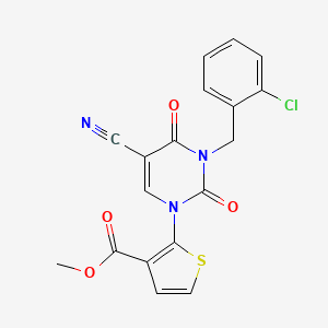 molecular formula C18H12ClN3O4S B3130523 methyl 2-[3-(2-chlorobenzyl)-5-cyano-2,4-dioxo-3,4-dihydro-1(2H)-pyrimidinyl]-3-thiophenecarboxylate CAS No. 343374-95-8