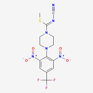 molecular formula C14H13F3N6O4S B3130527 methyl N-cyano-4-[2,6-dinitro-4-(trifluoromethyl)phenyl]tetrahydro-1(2H)-pyrazinecarbimidothioate CAS No. 343375-54-2