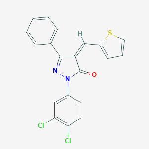 molecular formula C20H12Cl2N2OS B313054 2-(3,4-dichlorophenyl)-5-phenyl-4-(2-thienylmethylene)-2,4-dihydro-3H-pyrazol-3-one 