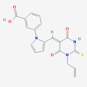 molecular formula C19H15N3O4S B313057 3-(2-{(Z)-[4,6-dioxo-1-(prop-2-en-1-yl)-2-thioxotetrahydropyrimidin-5(2H)-ylidene]methyl}-1H-pyrrol-1-yl)benzoic acid 