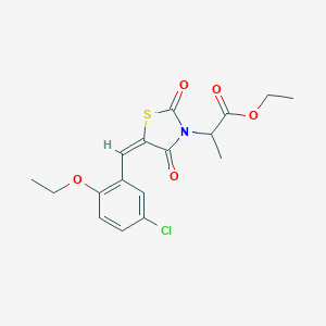 molecular formula C17H18ClNO5S B313058 ethyl 2-[(5E)-5-(5-chloro-2-ethoxybenzylidene)-2,4-dioxo-1,3-thiazolidin-3-yl]propanoate 