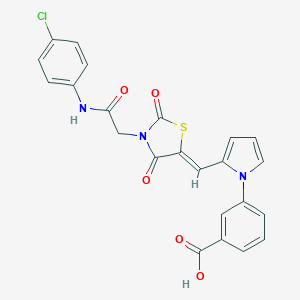 molecular formula C23H16ClN3O5S B313060 3-{2-[(Z)-(3-{2-[(4-chlorophenyl)amino]-2-oxoethyl}-2,4-dioxo-1,3-thiazolidin-5-ylidene)methyl]-1H-pyrrol-1-yl}benzoic acid 