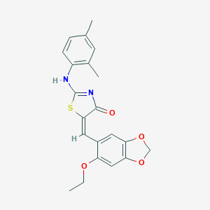 molecular formula C21H20N2O4S B313061 (5E)-2-(2,4-dimethylanilino)-5-[(6-ethoxy-1,3-benzodioxol-5-yl)methylidene]-1,3-thiazol-4-one 