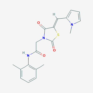 molecular formula C19H19N3O3S B313062 N-(2,6-dimethylphenyl)-2-{5-[(1-methyl-1H-pyrrol-2-yl)methylene]-2,4-dioxo-1,3-thiazolidin-3-yl}acetamide 