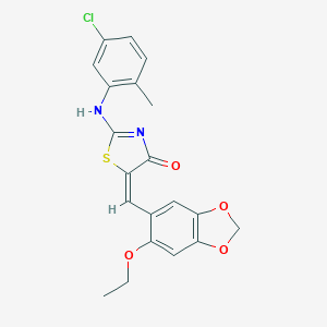 molecular formula C20H17ClN2O4S B313063 (5E)-2-(5-chloro-2-methylanilino)-5-[(6-ethoxy-1,3-benzodioxol-5-yl)methylidene]-1,3-thiazol-4-one 