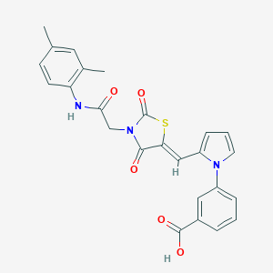 molecular formula C25H21N3O5S B313068 3-[2-({3-[2-(2,4-dimethylanilino)-2-oxoethyl]-2,4-dioxo-1,3-thiazolidin-5-ylidene}methyl)-1H-pyrrol-1-yl]benzoic acid 