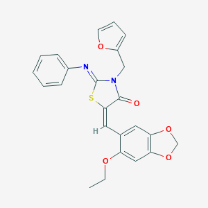 molecular formula C24H20N2O5S B313071 (2Z,5E)-5-[(6-ethoxy-1,3-benzodioxol-5-yl)methylidene]-3-(furan-2-ylmethyl)-2-(phenylimino)-1,3-thiazolidin-4-one 