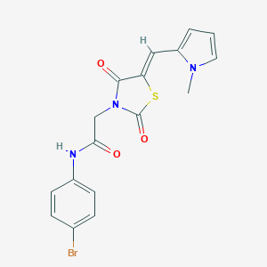 molecular formula C17H14BrN3O3S B313073 N-(4-bromophenyl)-2-{(5Z)-5-[(1-methyl-1H-pyrrol-2-yl)methylidene]-2,4-dioxo-1,3-thiazolidin-3-yl}acetamide 