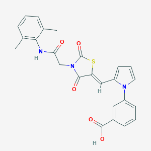 molecular formula C25H21N3O5S B313074 3-[2-({3-[2-(2,6-dimethylanilino)-2-oxoethyl]-2,4-dioxo-1,3-thiazolidin-5-ylidene}methyl)-1H-pyrrol-1-yl]benzoic acid 