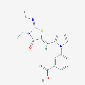 molecular formula C19H19N3O3S B313075 3-(2-{(Z)-[(2Z)-3-ethyl-2-(ethylimino)-4-oxo-1,3-thiazolidin-5-ylidene]methyl}-1H-pyrrol-1-yl)benzoic acid 