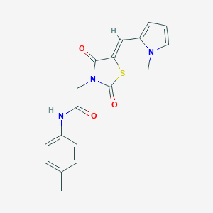 molecular formula C18H17N3O3S B313079 N-(4-methylphenyl)-2-{5-[(1-methyl-1H-pyrrol-2-yl)methylene]-2,4-dioxo-1,3-thiazolidin-3-yl}acetamide 