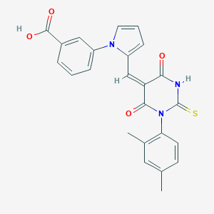 molecular formula C24H19N3O4S B313081 3-(2-{(E)-[1-(2,4-dimethylphenyl)-4,6-dioxo-2-thioxotetrahydropyrimidin-5(2H)-ylidene]methyl}-1H-pyrrol-1-yl)benzoic acid 