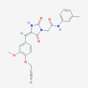 molecular formula C23H21N3O5 B313085 2-{4-[3-methoxy-4-(2-propynyloxy)benzylidene]-2,5-dioxo-1-imidazolidinyl}-N-(3-methylphenyl)acetamide 