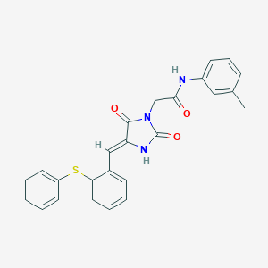 molecular formula C25H21N3O3S B313088 2-{(4Z)-2,5-dioxo-4-[2-(phenylsulfanyl)benzylidene]imidazolidin-1-yl}-N-(3-methylphenyl)acetamide 