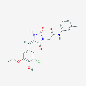 molecular formula C21H20ClN3O5 B313090 2-[4-(3-chloro-5-ethoxy-4-hydroxybenzylidene)-2,5-dioxo-1-imidazolidinyl]-N-(3-methylphenyl)acetamide 