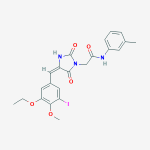 molecular formula C22H22IN3O5 B313095 2-[4-(3-ethoxy-5-iodo-4-methoxybenzylidene)-2,5-dioxo-1-imidazolidinyl]-N-(3-methylphenyl)acetamide 