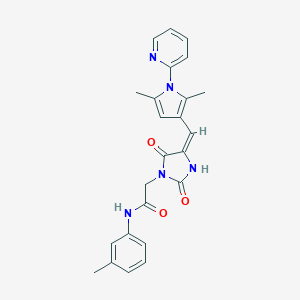 molecular formula C24H23N5O3 B313097 2-(4-{[2,5-dimethyl-1-(2-pyridinyl)-1H-pyrrol-3-yl]methylene}-2,5-dioxo-1-imidazolidinyl)-N-(3-methylphenyl)acetamide 