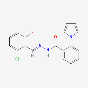 molecular formula C18H13ClFN3O B3130991 N'-[(1E)-(2-chloro-6-fluorophenyl)methylidene]-2-(1H-pyrrol-1-yl)benzohydrazide CAS No. 347314-45-8