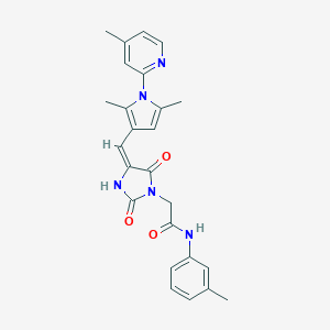 molecular formula C25H25N5O3 B313101 2-(4-{[2,5-dimethyl-1-(4-methyl-2-pyridinyl)-1H-pyrrol-3-yl]methylene}-2,5-dioxo-1-imidazolidinyl)-N-(3-methylphenyl)acetamide 