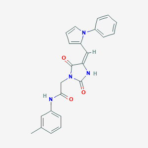 molecular formula C23H20N4O3 B313102 2-{2,5-dioxo-4-[(1-phenyl-1H-pyrrol-2-yl)methylene]-1-imidazolidinyl}-N-(3-methylphenyl)acetamide 