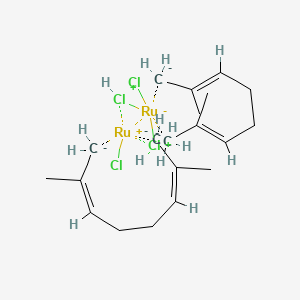 molecular formula C20H34Cl4Ru2-2 B3131026 二氯二-μ-氯双[(1,2,3,6,7,8-η-2,7-二甲基-2,6-辛二烯-1,8-二基]二钌(IV) CAS No. 34801-97-3