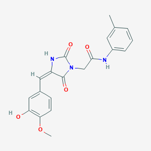 molecular formula C20H19N3O5 B313103 2-[4-(3-hydroxy-4-methoxybenzylidene)-2,5-dioxo-1-imidazolidinyl]-N-(3-methylphenyl)acetamide 