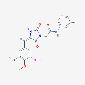 molecular formula C21H20IN3O5 B313104 2-[4-(3-iodo-4,5-dimethoxybenzylidene)-2,5-dioxo-1-imidazolidinyl]-N-(3-methylphenyl)acetamide 