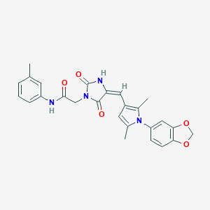 molecular formula C26H24N4O5 B313108 2-(4-{[1-(1,3-benzodioxol-5-yl)-2,5-dimethyl-1H-pyrrol-3-yl]methylene}-2,5-dioxo-1-imidazolidinyl)-N-(3-methylphenyl)acetamide 