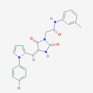 molecular formula C23H19BrN4O3 B313111 2-(4-{[1-(4-bromophenyl)-1H-pyrrol-2-yl]methylene}-2,5-dioxo-1-imidazolidinyl)-N-(3-methylphenyl)acetamide 