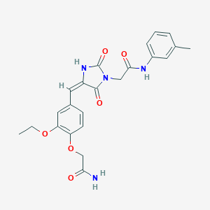 molecular formula C23H24N4O6 B313112 2-{4-[4-(2-amino-2-oxoethoxy)-3-ethoxybenzylidene]-2,5-dioxo-1-imidazolidinyl}-N-(3-methylphenyl)acetamide 