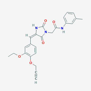 molecular formula C24H23N3O5 B313114 2-{4-[3-ethoxy-4-(2-propynyloxy)benzylidene]-2,5-dioxo-1-imidazolidinyl}-N-(3-methylphenyl)acetamide 