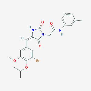 molecular formula C23H24BrN3O5 B313115 2-{(4E)-4-[3-bromo-5-methoxy-4-(propan-2-yloxy)benzylidene]-2,5-dioxoimidazolidin-1-yl}-N-(3-methylphenyl)acetamide 