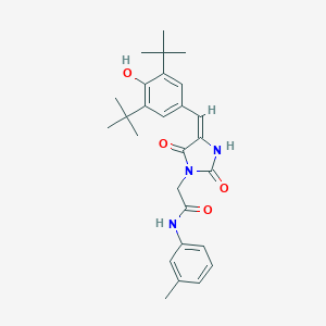 molecular formula C27H33N3O4 B313116 2-[4-(3,5-ditert-butyl-4-hydroxybenzylidene)-2,5-dioxo-1-imidazolidinyl]-N-(3-methylphenyl)acetamide 