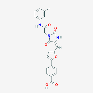 molecular formula C24H19N3O6 B313118 4-{5-[(E)-(1-{2-[(3-methylphenyl)amino]-2-oxoethyl}-2,5-dioxoimidazolidin-4-ylidene)methyl]furan-2-yl}benzoic acid 