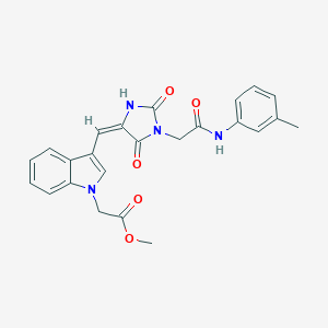 molecular formula C24H22N4O5 B313119 methyl {3-[(E)-(1-{2-[(3-methylphenyl)amino]-2-oxoethyl}-2,5-dioxoimidazolidin-4-ylidene)methyl]-1H-indol-1-yl}acetate 