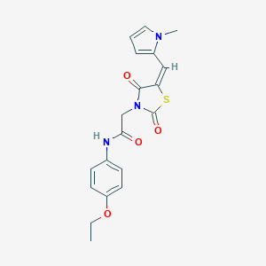 molecular formula C19H19N3O4S B313122 N-(4-ethoxyphenyl)-2-{5-[(1-methyl-1H-pyrrol-2-yl)methylene]-2,4-dioxo-1,3-thiazolidin-3-yl}acetamide 
