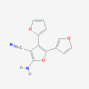 molecular formula C13H8N2O3 B3131246 2-氨基-4-(呋喃-2-基)-5-(呋喃-3-基)呋喃-3-腈 CAS No. 350793-33-8