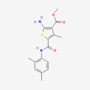 molecular formula C16H18N2O3S B3131259 Methyl 2-amino-5-[(2,4-dimethylphenyl)carbamoyl]-4-methylthiophene-3-carboxylate CAS No. 350989-58-1