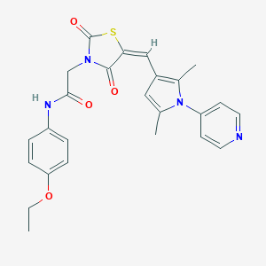 molecular formula C25H24N4O4S B313132 2-[(5E)-5-{[2,5-dimethyl-1-(pyridin-4-yl)-1H-pyrrol-3-yl]methylidene}-2,4-dioxo-1,3-thiazolidin-3-yl]-N-(4-ethoxyphenyl)acetamide 