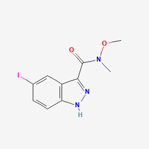 molecular formula C10H10IN3O2 B3131325 5-iodo-N-methoxy-N-methyl-1H-indazole-3-carboxamide CAS No. 351457-14-2