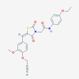 molecular formula C24H22N2O6S B313134 N-(4-ethoxyphenyl)-2-{5-[3-methoxy-4-(2-propynyloxy)benzylidene]-2,4-dioxo-1,3-thiazolidin-3-yl}acetamide 