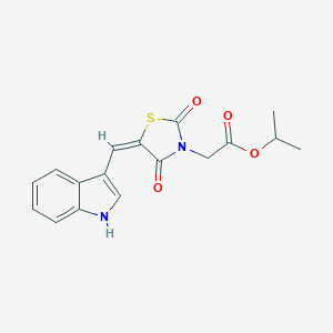 molecular formula C17H16N2O4S B313141 propan-2-yl 2-[(5E)-5-(1H-indol-3-ylmethylidene)-2,4-dioxo-1,3-thiazolidin-3-yl]acetate 