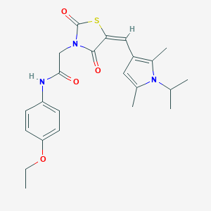 molecular formula C23H27N3O4S B313142 N-(4-ethoxyphenyl)-2-{5-[(1-isopropyl-2,5-dimethyl-1H-pyrrol-3-yl)methylene]-2,4-dioxo-1,3-thiazolidin-3-yl}acetamide 