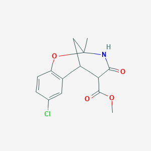 molecular formula C14H14ClNO4 B3131420 methyl 8-chloro-2-methyl-4-oxo-3,4,5,6-tetrahydro-2H-2,6-methano-1,3-benzoxazocine-5-carboxylate CAS No. 353296-61-4