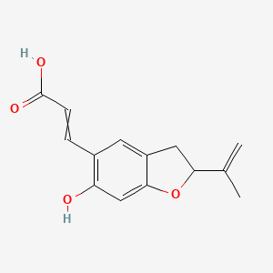 molecular formula C14H14O4 B3131441 3-(6-Hydroxy-2-isopropenyl-2,3-dihydro-benzofuran-5-yl)-acrylic acid CAS No. 354147-13-0